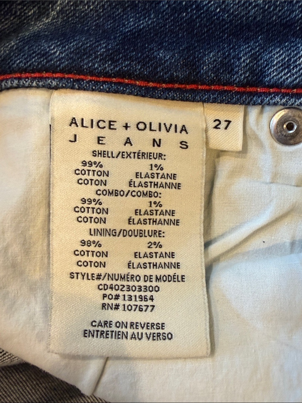 Alice + Olivia Rye Two-Tone Low Rise Maxi Jean Skirt Size 27 NWT - Picture 13 of 14
